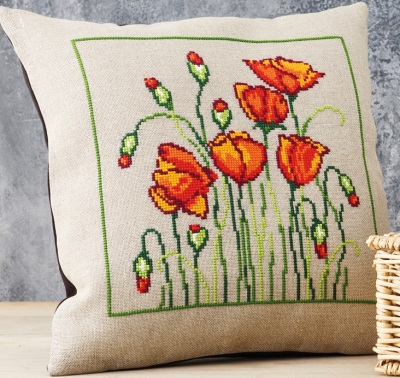 click here to view larger image of Wild Poppies Cushion (counted cross stitch kit)