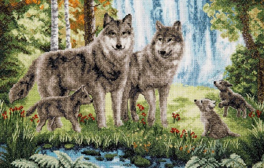 click here to view larger image of Wolf Family (counted cross stitch kit)