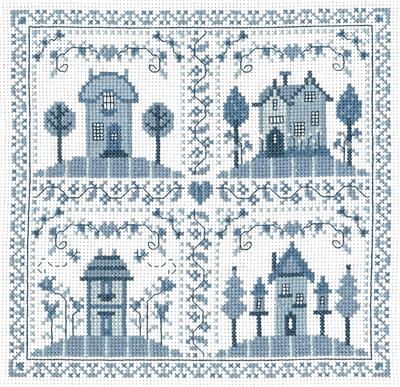 click here to view larger image of Country Blue Village - Gail Bussi (counted cross stitch kit)