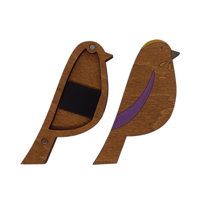 click here to view larger image of Wooden Needle Case/Purple Bird (accessory)