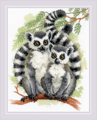 click here to view larger image of Lemurs (counted cross stitch kit)