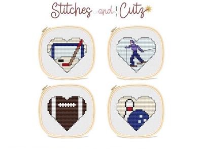 click here to view larger image of Love Hearts - Hockey/Cross Country Skiing/Football/Bowling (chart)