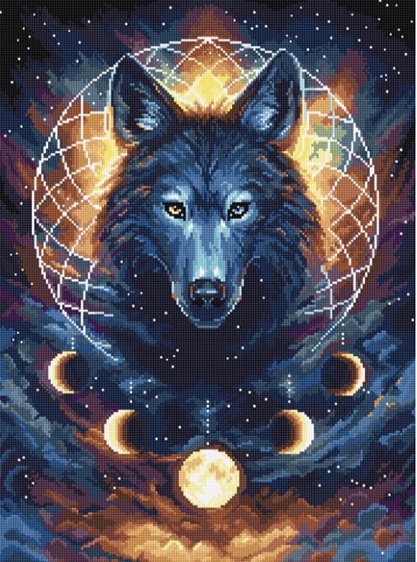 click here to view larger image of Dream Catcher Wolf (counted cross stitch kit)