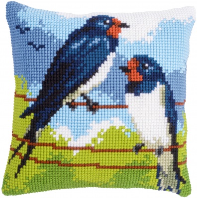 click here to view larger image of Swallows Cushion (counted cross stitch kit)