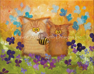 click here to view larger image of Orange Cranky Cats with Bee/Mini - Cynthia Schmidt (chart)
