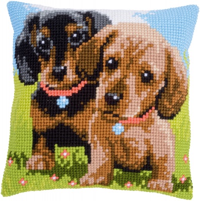 click here to view larger image of Dachshunds Cushion (needlepoint kit)