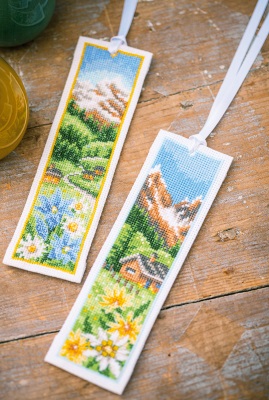 click here to view larger image of Alpine Meadow - 2 Bookmarks (counted cross stitch kit)