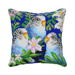 click here to view larger image of Cushion Kit/Parrots - SA99094 (needlepoint kit)