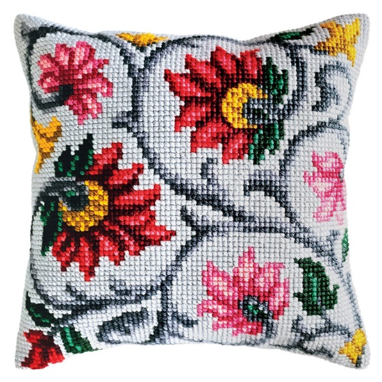 Floral Ornament Cushion - click here for more details about this counted canvas kit