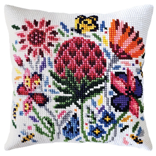 Meadow Clover Cushion - click here for more details about this counted canvas kit