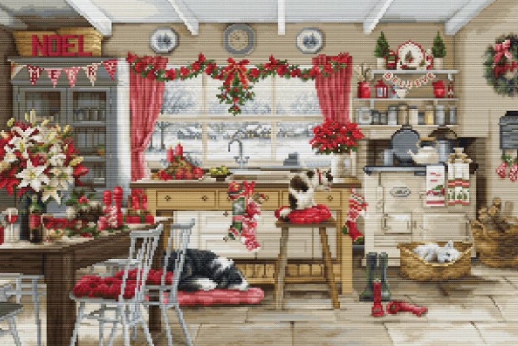 Christmas Farmhouse Kitchen - click here for more details about this counted cross stitch kit