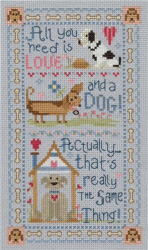 Love and a Dog - Gail Bussi - click here for more details about this counted cross stitch kit