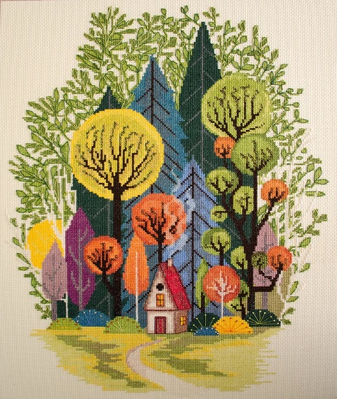 Cozy in the Forest - click here for more details about this counted cross stitch kit