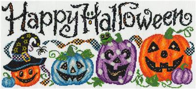click here to view larger image of Jack-O-Lantern Greeting - Ursula Michael (counted cross stitch kit)