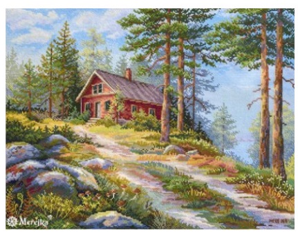click here to view larger image of Red Cabin in the Woods (counted cross stitch kit)