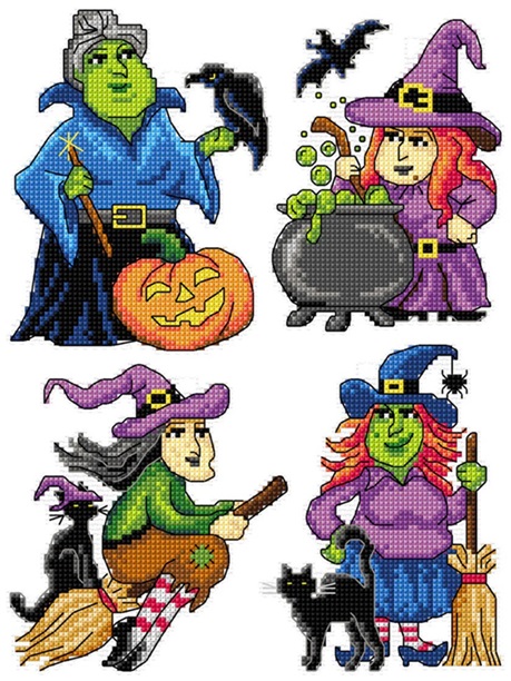 click here to view larger image of Halloween Witches (counted cross stitch kit)