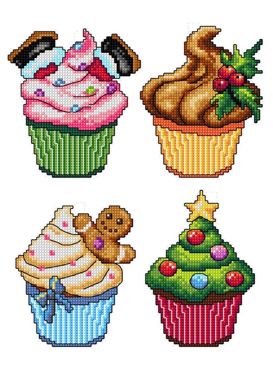 click here to view larger image of Christmas Cupcakes (counted cross stitch kit)
