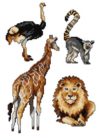click here to view larger image of Exotic Animals (counted cross stitch kit)