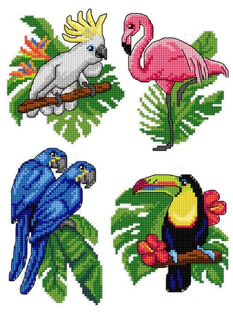 click here to view larger image of Exotic Birds (counted cross stitch kit)