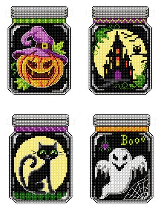 click here to view larger image of Halloween Jugs (counted cross stitch kit)