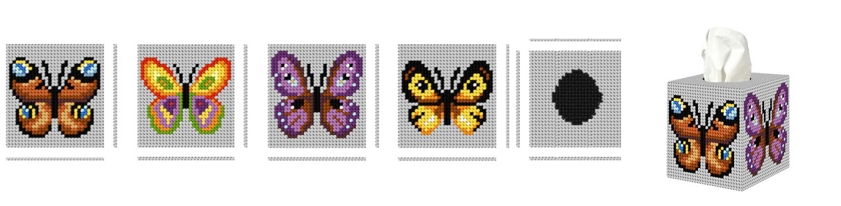 click here to view larger image of Tissue Box Cover - Butterflies (counted cross stitch kit)