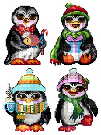 click here to view larger image of Christmas Penguins (counted cross stitch kit)