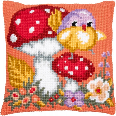click here to view larger image of Bird on a Mushroom Cushion (needlepoint)