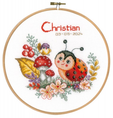 click here to view larger image of Ladybug - Birth Announcement (counted cross stitch kit)