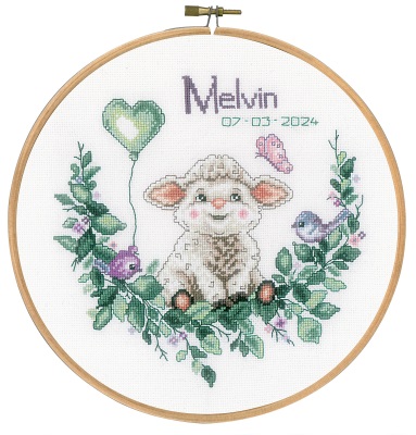 click here to view larger image of Sheep - Birth Announcement (counted cross stitch kit)