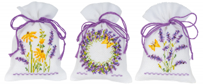click here to view larger image of Lavender - Set of 3 Bags (counted cross stitch kit)