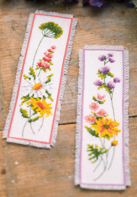 click here to view larger image of Flower Bookmarks - Set of 2 (counted cross stitch kit)