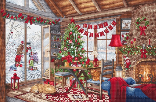 click here to view larger image of Christmas Cabin (counted cross stitch kit)