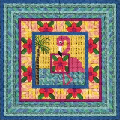 click here to view larger image of Quilted Flamingo (counted canvas chart)