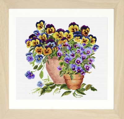 click here to view larger image of Potted Pansies (counted cross stitch kit)