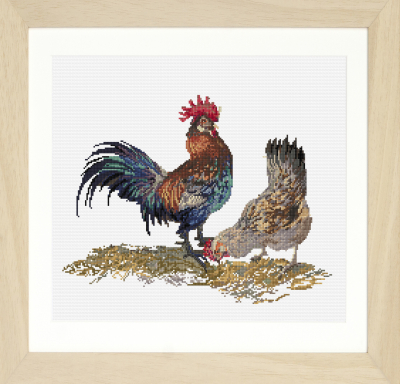 click here to view larger image of Rooster & Hen (counted cross stitch kit)