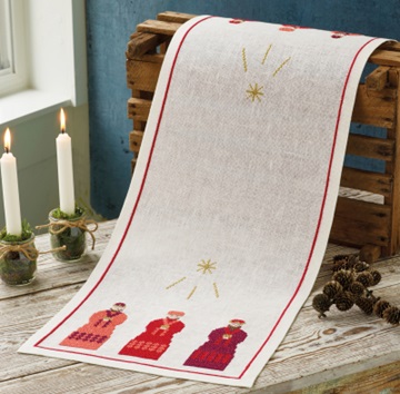 click here to view larger image of 3 Wisemen Red Table Runner (counted cross stitch kit)