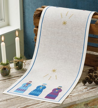 click here to view larger image of 3 Wisemen Blue Table Runner (counted cross stitch kit)