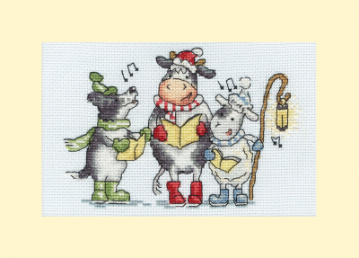 click here to view larger image of Card - Woof Moo Baa! (counted cross stitch kit)
