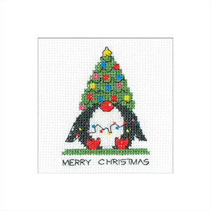 click here to view larger image of Penguin - Tree Hat Cards (counted cross stitch kit)