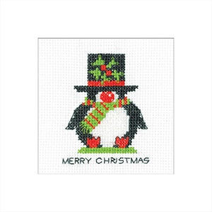 click here to view larger image of Penguin - Top Hat Cards (counted cross stitch kit)