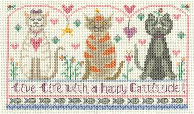 click here to view larger image of Happy Cattitude, A - Gail Bussi (counted cross stitch kit)