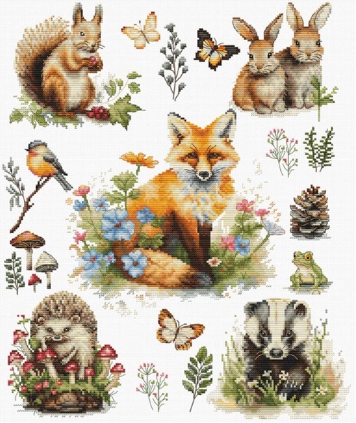 click here to view larger image of Forest Animals (counted cross stitch kit)