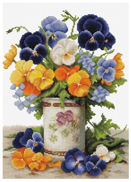 click here to view larger image of Pansies Bouquet (counted cross stitch kit)