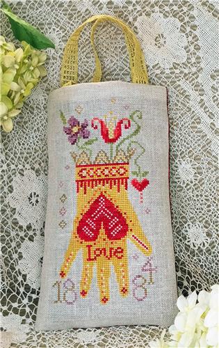 click here to view larger image of Heart In Hand Tote Bag (Miss Prim Cross Stitch) (chart)