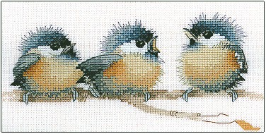 click here to view larger image of Sitting Pretty - Birds Trio (counted cross stitch kit)