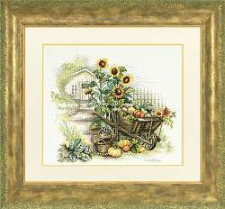 click here to view larger image of Wheelbarrows and Sunflowers  (counted cross stitch kit)