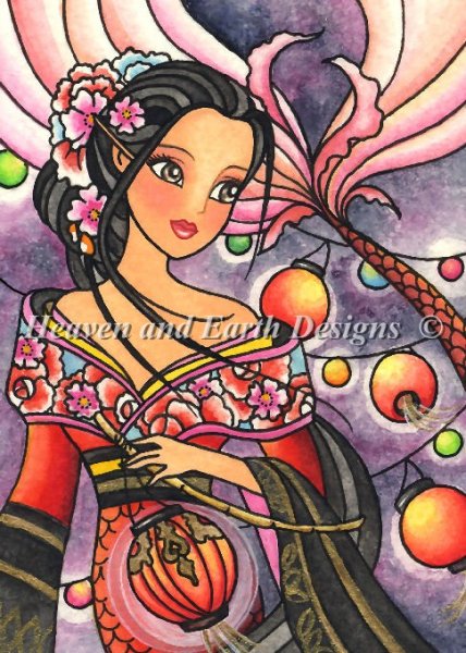 click here to view larger image of Kimono Lantern Mermaid - Quick Stitch (chart)
