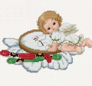 click here to view larger image of Stitching Angel with Hoop (chart)