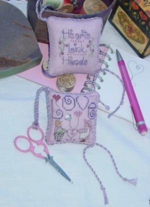 click here to view larger image of Love Scissor Fob  (scissors included)  (counted cross stitch kit)