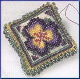 click here to view larger image of Beaded Pin Pillow - Pansy Petals (2003) (counted cross stitch kit)